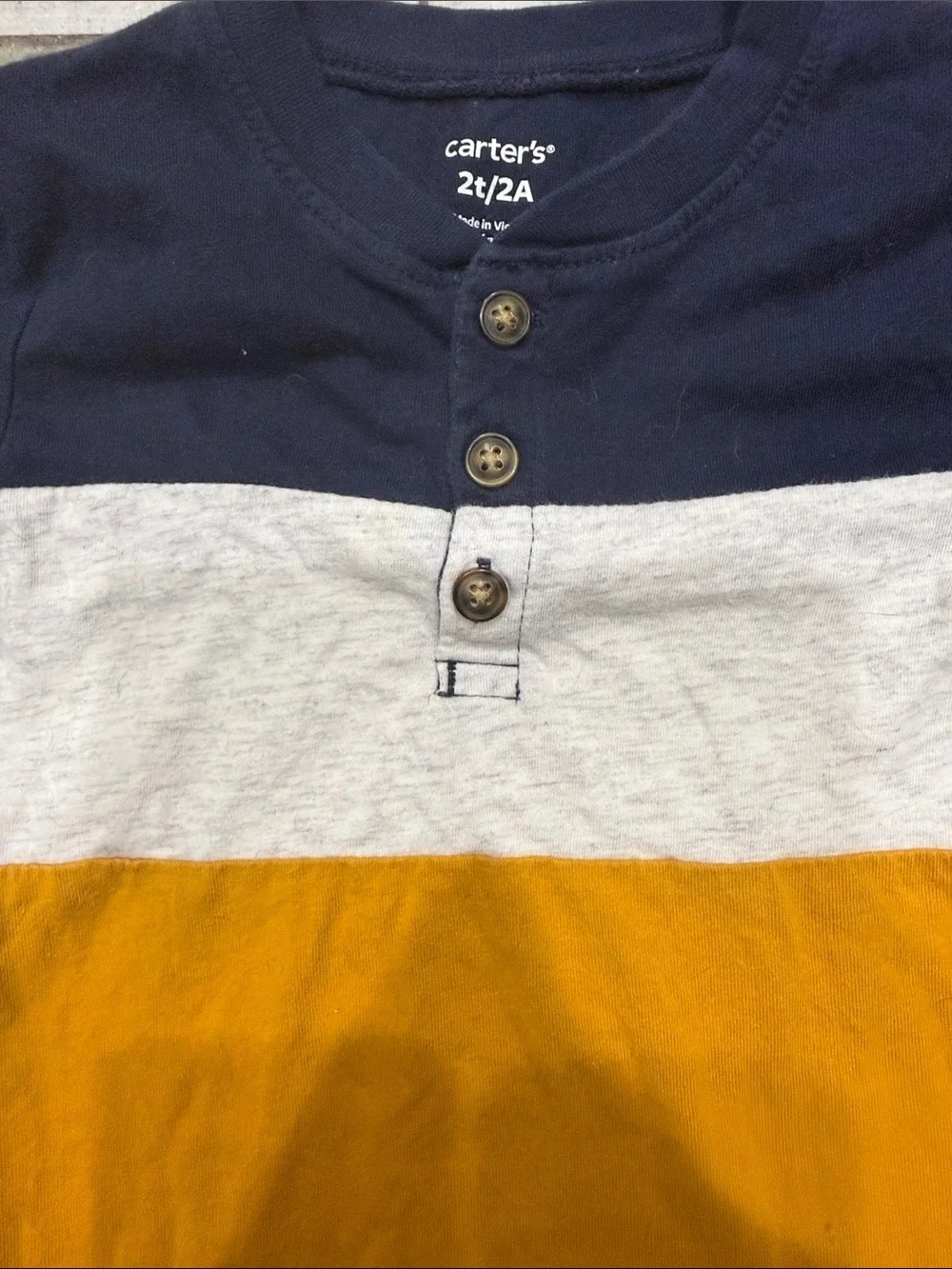 Carter's Navy, Gray & Mustard Colorblock Henley Long-Sleeve Shirt